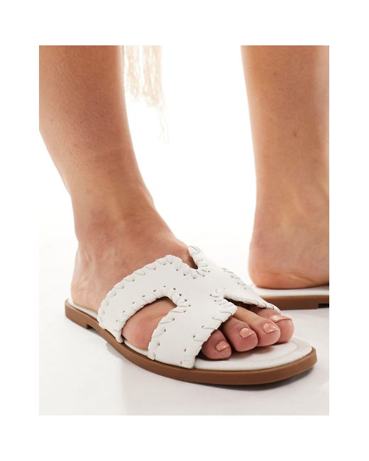 Raid Wide Fit White Ginerva Flat Sandals