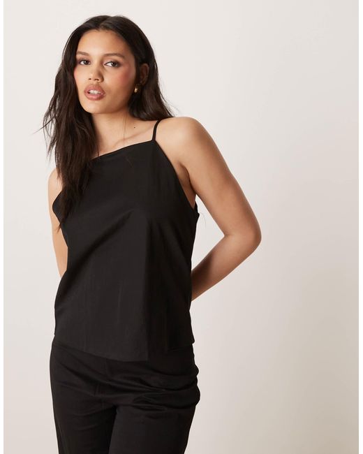 Mango Black – camisole-oberteil aus leinen-mix