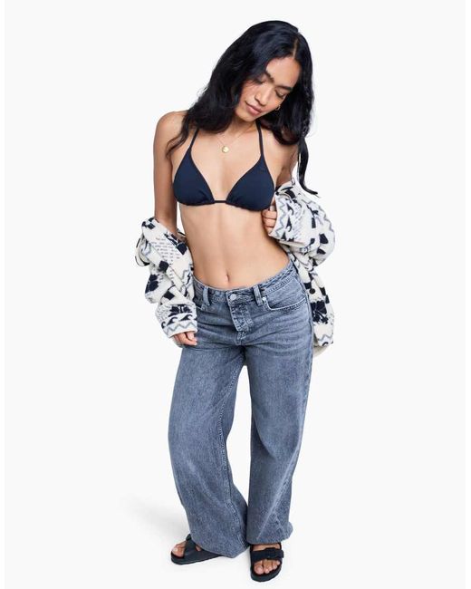 Roxy Blue Milla Wide Leg Regular Mid Cropped