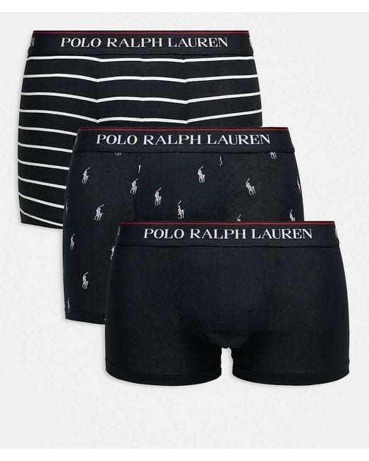 Pack De 3 Calzoncillos Negros Con Diseños Variados De Polo Ralph Lauren de hombre de color Black