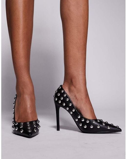 Steve Madden Black Thrives-s Pointed Court Shoes With Dome Studs