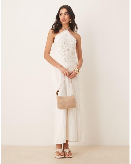 Abercrombie & Fitch Mini Jurk Met Sjaaltop Met Halternek En Uitsnijding in het Natural