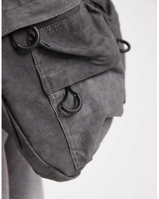 ASOS Gray Canvas Crossbody Bag With Utility Detail for men