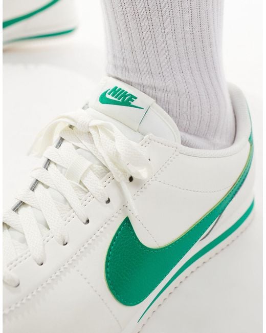 Nike White Cortez Leather Sneakers for men