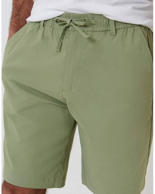 Threadbare Green Elasticated Waist Stretch Chino Shorts for men