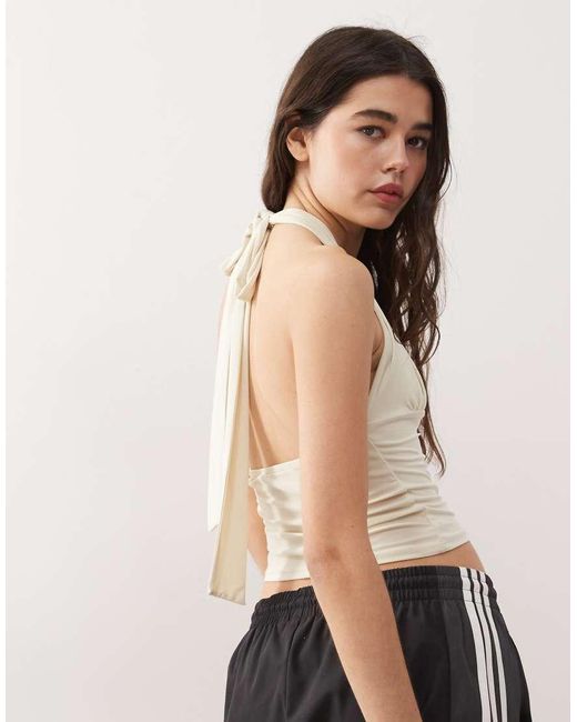 Collusion Natural Cupro Longline Slinky Halter Top