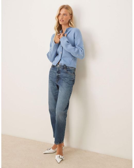 Never Fully Dressed Blue Studded Knit Cardigan