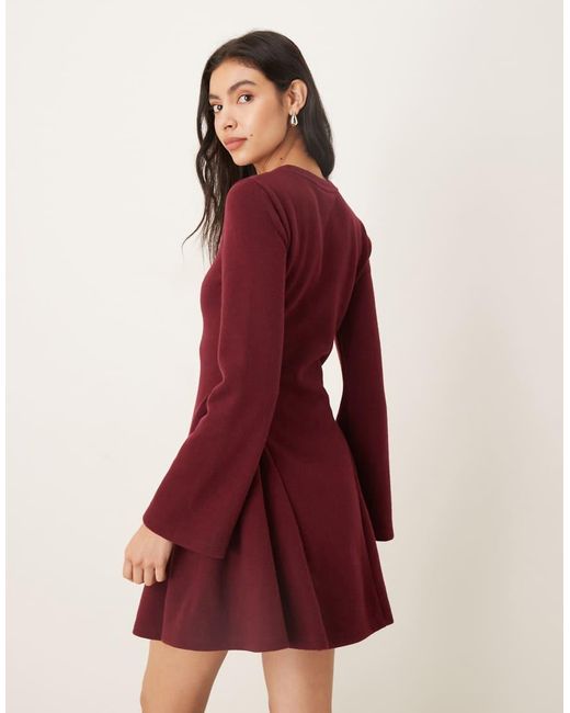 ASOS Red Supersoft Long Sleeve Godet Mini Dress