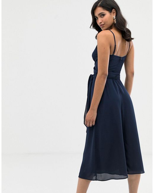 cami wrap midi dress