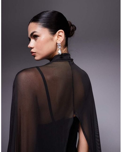 ASOS Black exaggerated Cape Maxi Dress