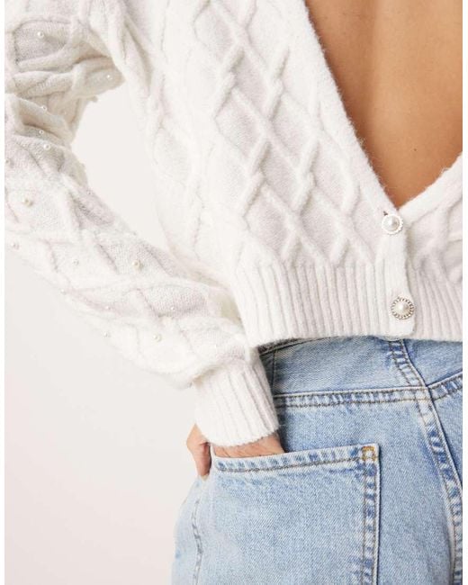 Miss Selfridge Natural Faux Peal Cable Open Back Jumper