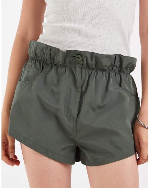 ASOS Green Paper Bag Cargo Shorts