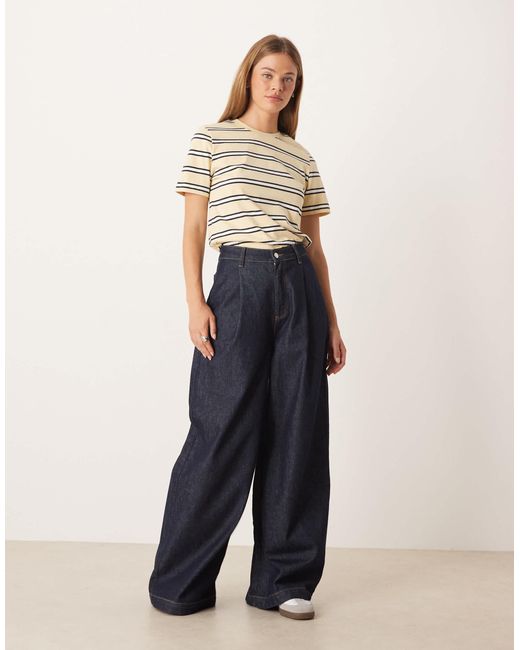 T-shirt en coton rayé - jaune/marron Mango en coloris Natural