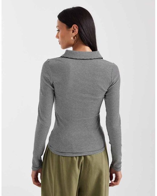 Tommy Hilfiger Gray Slim Long Sleeve Polo Top