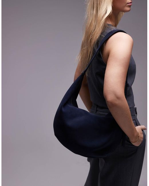 ARKET Black – lässige, halbmondförmige schultertasche aus wildleder