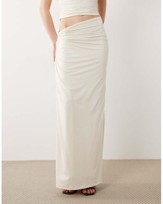 SNDY'S Natural Beaded Ring Detail Asymmetric Waist Maxi Skirt Co-ord