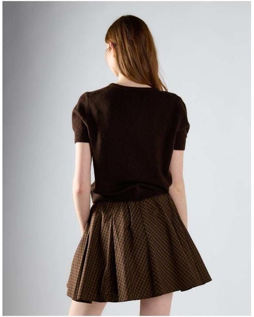 Glamorous Brown Plaid Pleated Mini Skirt