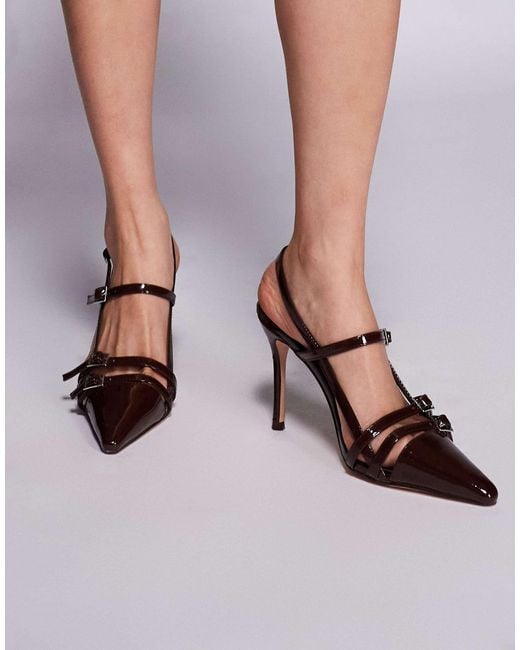 Public Desire Pink Sushi High Heeled Shoes With Buckles
