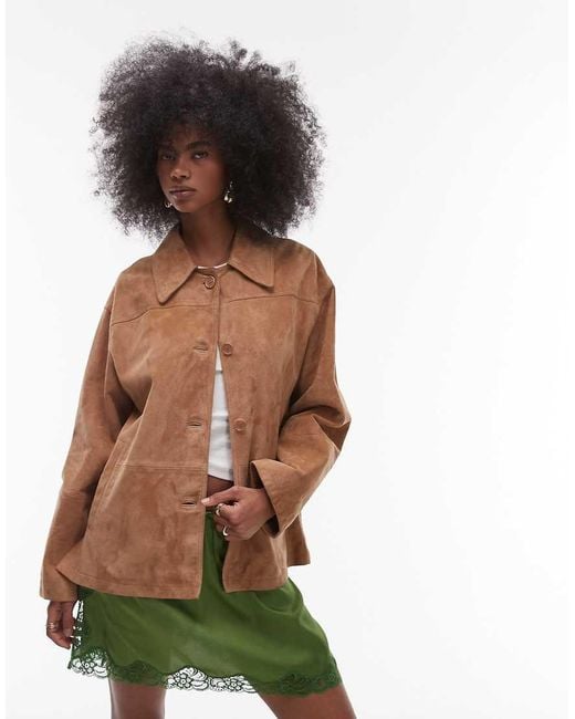 TOPSHOP Natural Premium Suede Jacket
