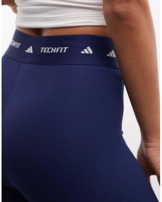 Adidas Originals Blue Adidas Training Techfit 7/8 Leggings