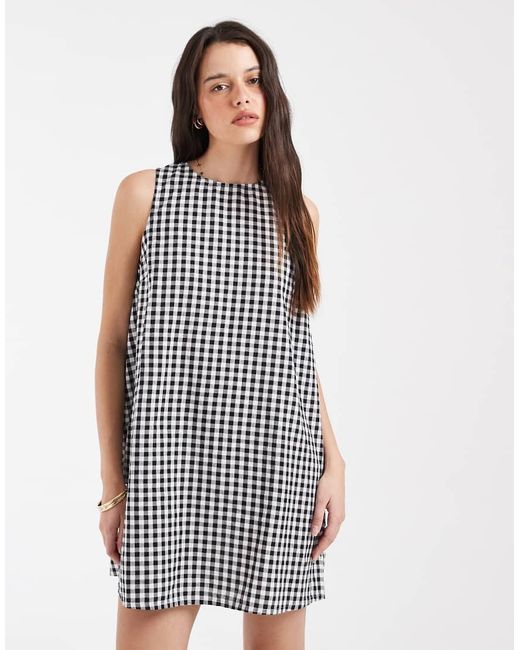 Pieces White Seersucker Sleeveless Tie Back Mini Dress