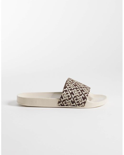 Tommy Hilfiger Natural Monogram Pool Slider
