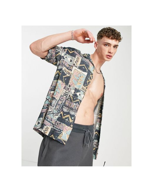 Pull&Bear – hemd mit -buntem aztekenmuster in Multicolor für Herren
