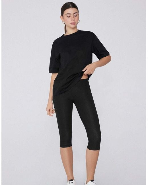 Tezenis Black Cotton Capri Leggings