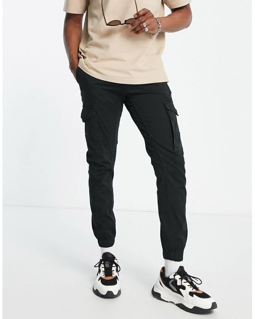 Jack & Jones Black Intelligence Cuffed Cargo Trouser for men