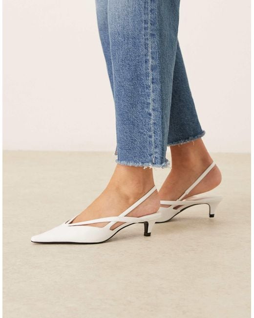 Mango Blue Strappy Pointed Low Heeled Slingback