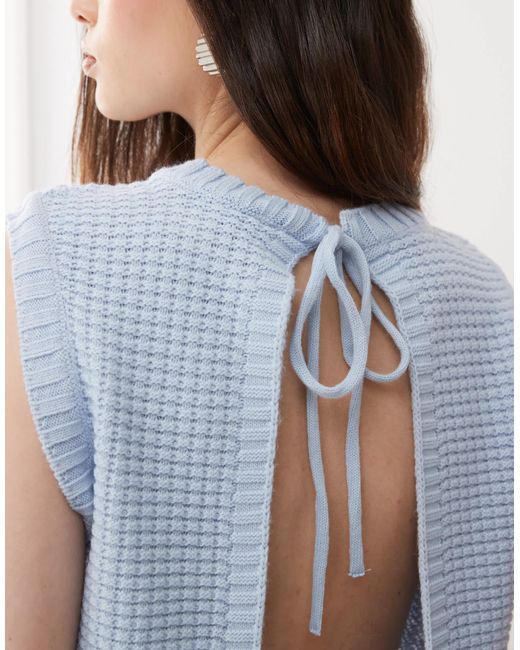 Collusion Blue Knitted Open Tie Back Vest