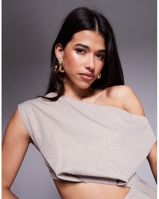 ASOS Multicolor Structured Fallen Shoulder Fauxord Midi Dress