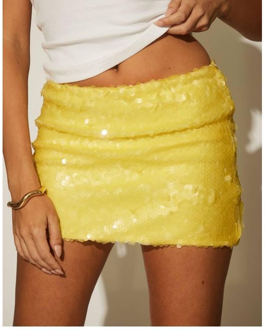 South Beach Yellow Sequin Mini Skirt