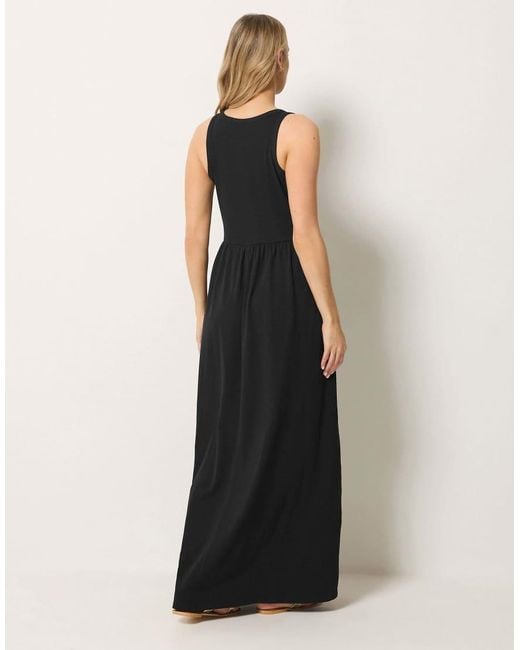 Long Tall Sally Black Button Detail Cotton Maxi Dress