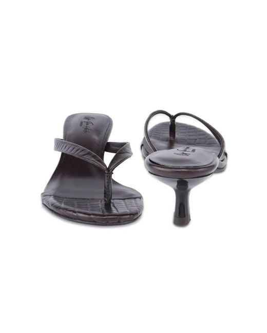 OFF THE HOOK White Dolly Leather Kitten Heel Thong Sandals