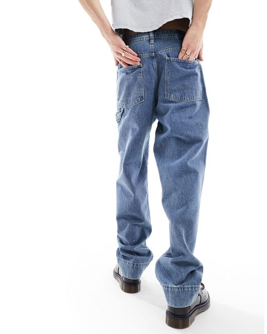 ASOS Blue baggy Jeans With Carpenter Detailing for men