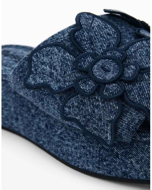 Desigual Blue Denim Platform Sandal