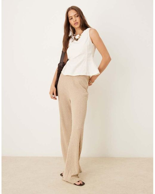 Mango White Sleeveless Peplum Hem Top