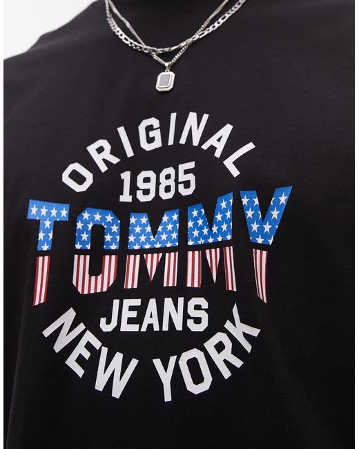 Tommy Hilfiger Black Usa Circle Graphic T-shirt for men