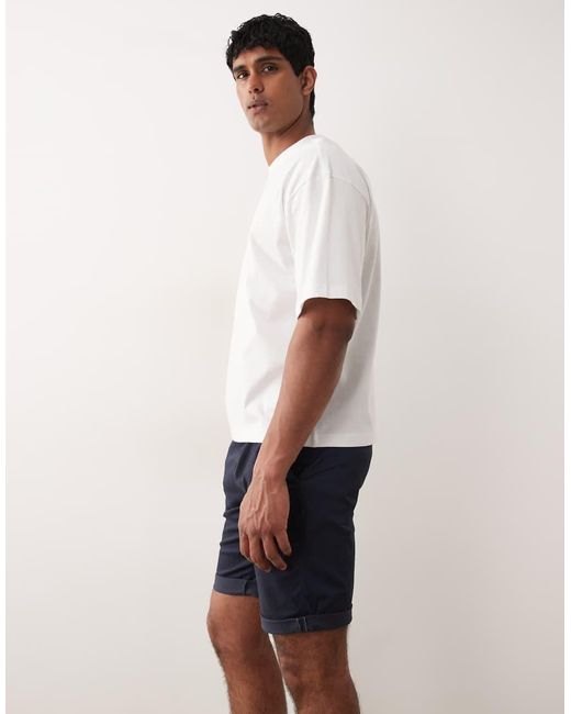 Only & Sons White Regular Fit Chino Shorts for men