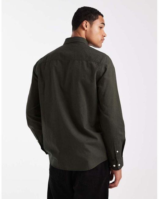 Threadbare Black Long Sleeve Oxford Shirt for men