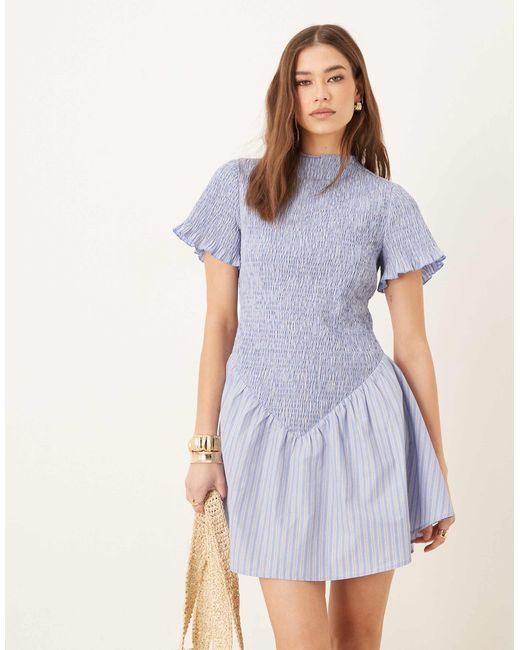 ASOS Blue – gesmoktes minikleid