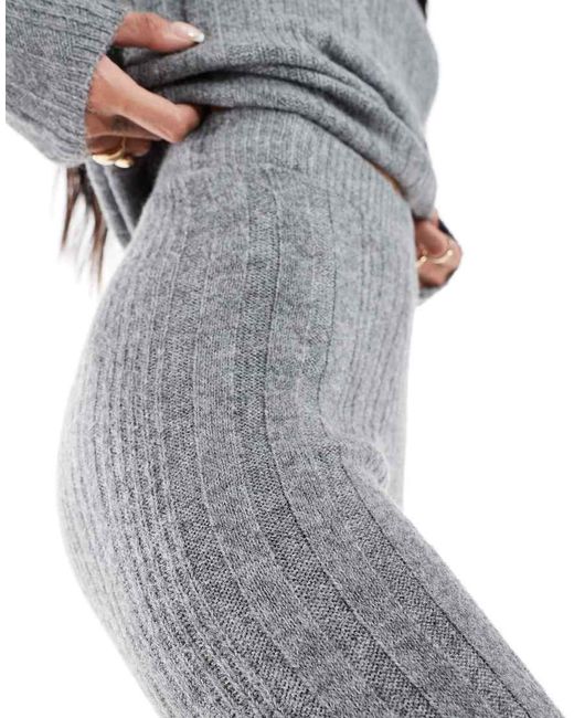 In The Style Gray Knitted Leggings Co-Ord