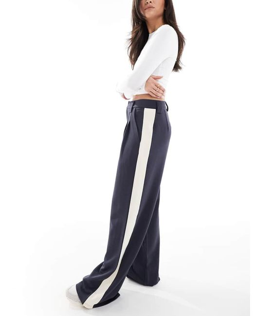 ASOS Broek Met Wijde Pijpen En Contrasterend Inzetstuk in het Blue