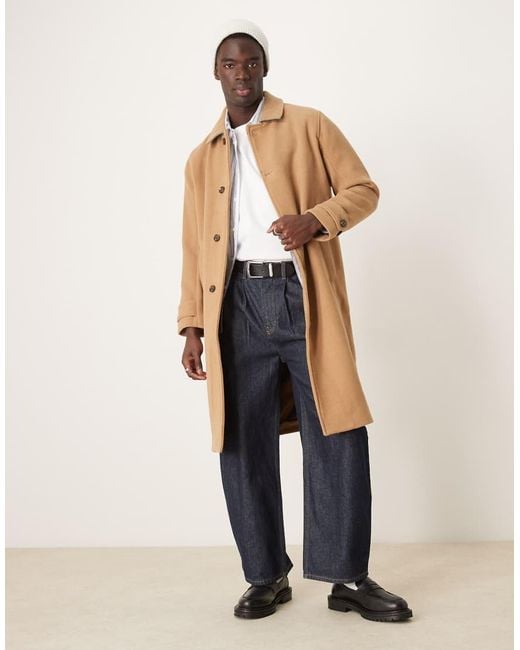 Abercrombie & Fitch Natural Wool Blend Mac Coat for men