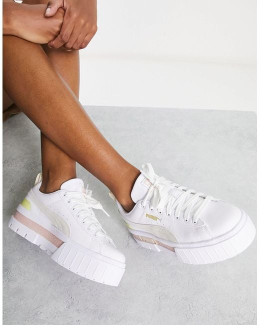 PUMA Mayze Platform Sneakers in White | Lyst Australia