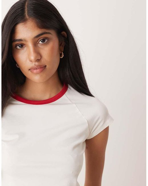 T-Shirt Color Panna Con Profili A Contrasto di JJXX in Gray