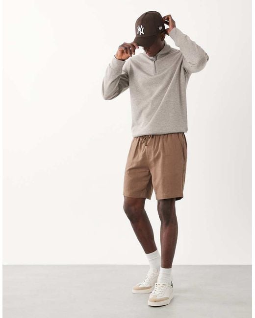 Threadbare Natural Linen Mix Shorts for men