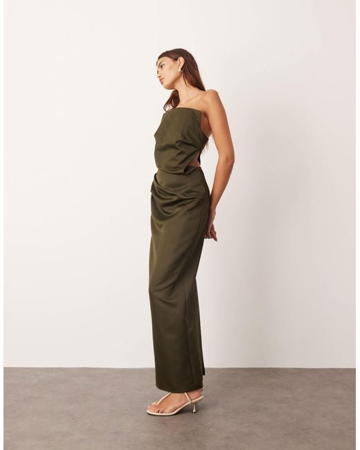 ARRANGE Natural Structured Satin Bandeau Maxi Dress