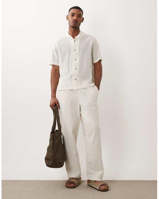 ASOS White Relaxed Revere Open Texture Shirt for men